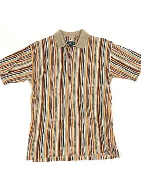 VTG Tundra Canada Shirt Mens Sz L Colorful Polo 3D Print Abstract Retro 90s Golf